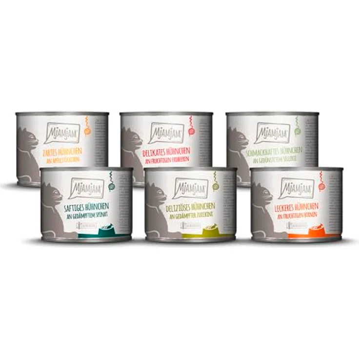 MjAMjAM Chicks und Friends Box 6x200g, Katzen-Nassfutter mit sechs verschiedenen Geschmacksrichtungen – Bild 2