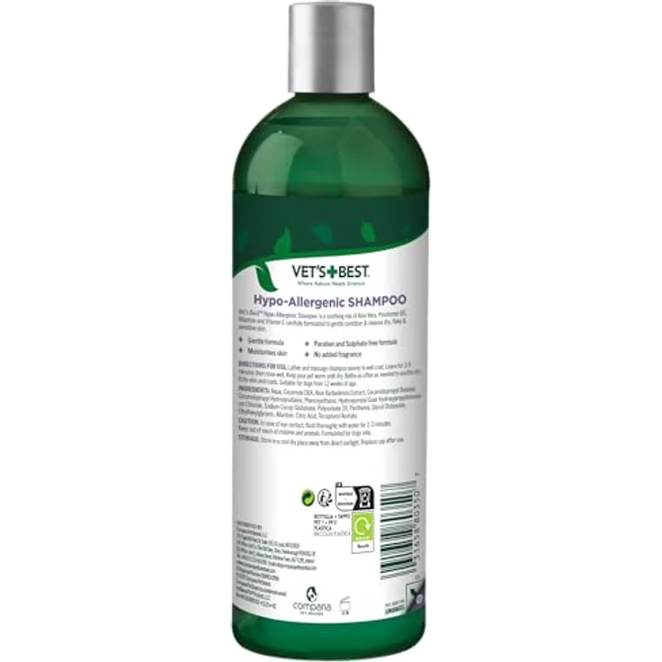 Vet's Best Hypoallergenes Hundeshampoo für empfindliche Haut, Linderung von Juckreiz, seifenfrei, 500ml – Bild 4