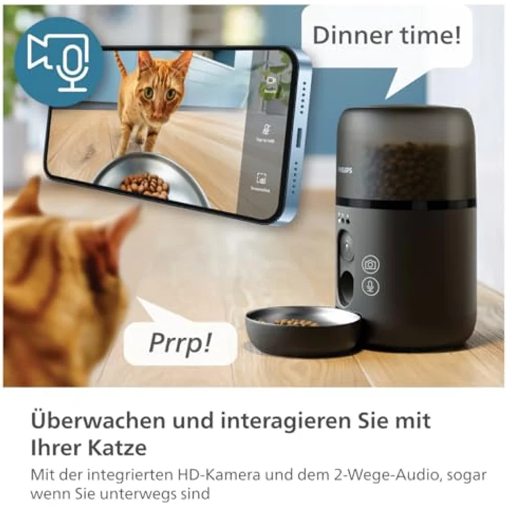 Philips Pet Futterautomat mit Kamera, Schwarz, HD-Überwachung, Mahlzeitenplaner und Anti-Verstopf-Technologie – Bild 3