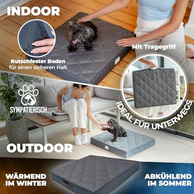 SympaTierisch Orthopädisches Hundebett, wasserdicht und rutschfest, Bezug waschbar, 70x60x8 cm für kleine bis große Hunde – Bild 4