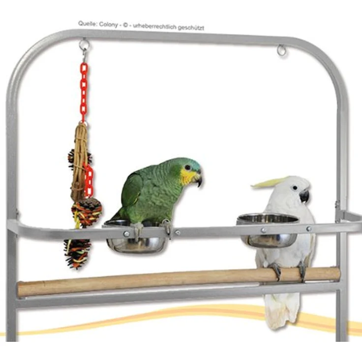 Montana Cages Freisitz New Starlite - Platinum für Papageien, 72x72x179 cm, inkl. Sitzstange und Näpfe, ungiftige AVILON(R)-Pulverbeschichtung – Bild 3