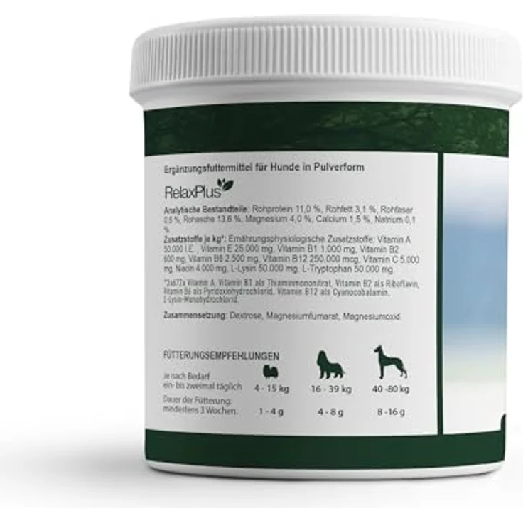 Tjure TJURE Relax Plus Pulver für Hunde 500 g – Ergänzungsfuttermittel mit B-Vitaminen, Magnesium & L-Tryptophan – Ohne künstliche Zusatzstoffe zur Unterstützung in besonderen Alltagssituationen – Bild 2