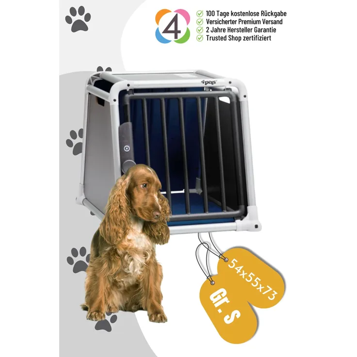 4pets Dog Box 1 S Black, Hunde-Transportbox bis 17 kg für sicheren und komfortablen Transport