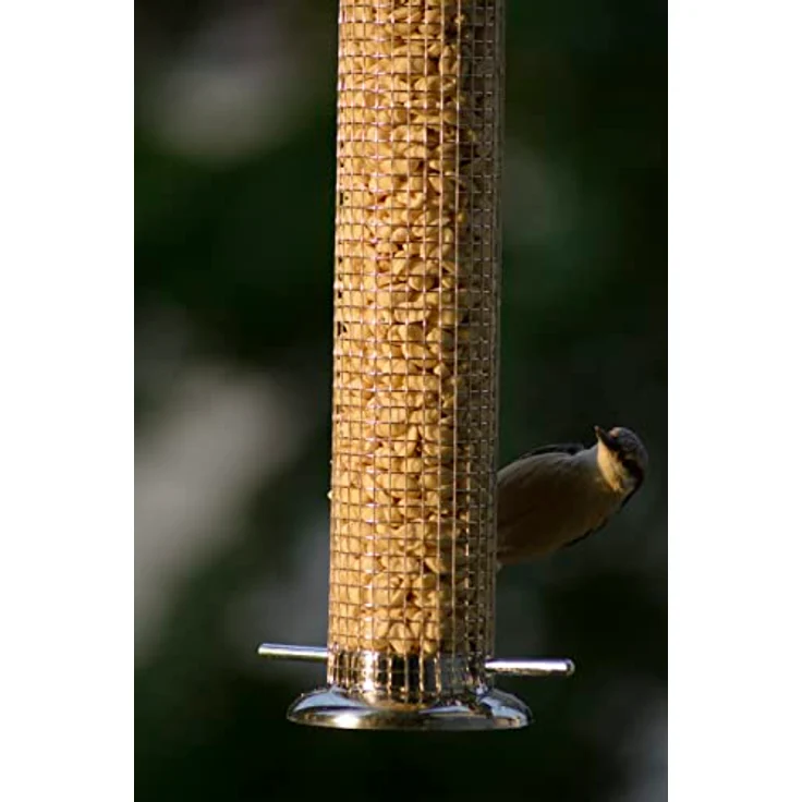 dobar 11523 Großer Futterspender für Vögel mit Edelstahlgitter, XL Futterstation-Futtersäule für Wildvögel zum Aufhängen, 9.5 x 9.5 x 39 cm, Metall – Bild 7