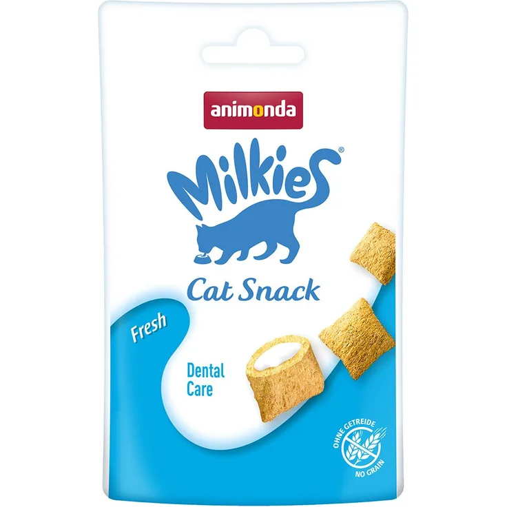 animonda Milkies Knusperkissen Fresh Dental Care, Katzensnacks zur Zahnsteinvorbeugung, 6x30g