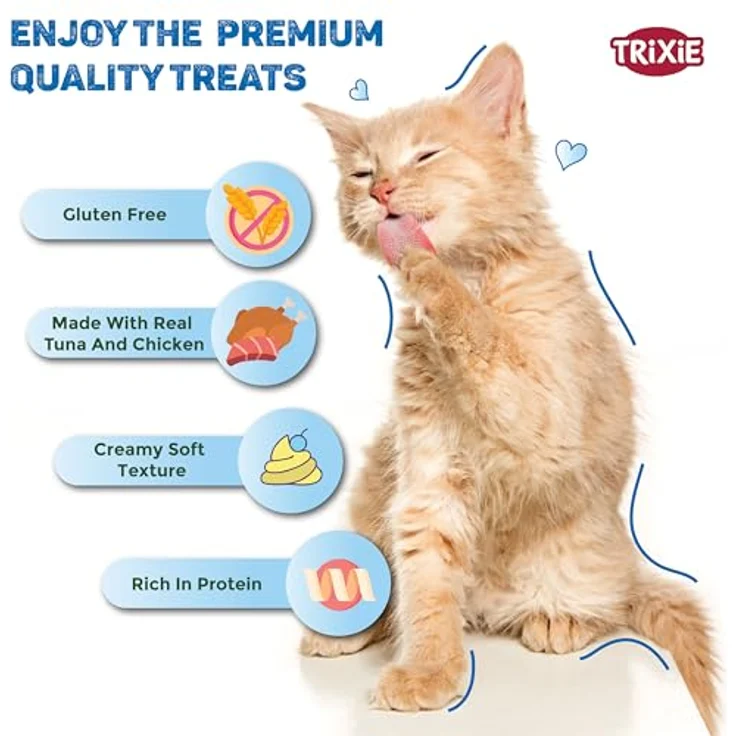 Trixie Cremiger Snack mit Thunfisch und Weißfisch, Katzen-Nassfutter, 6 Stück à 14 g, 29% Fischgehalt – Bild 3