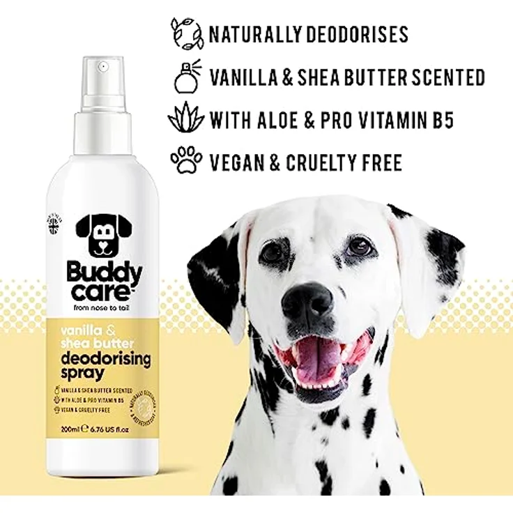 Buddycare Desodorierungsspray für Hunde, Vanille & Sheabutter, mit Aloe Vera und Pro-Vitamin B5, 200 ml – Bild 2