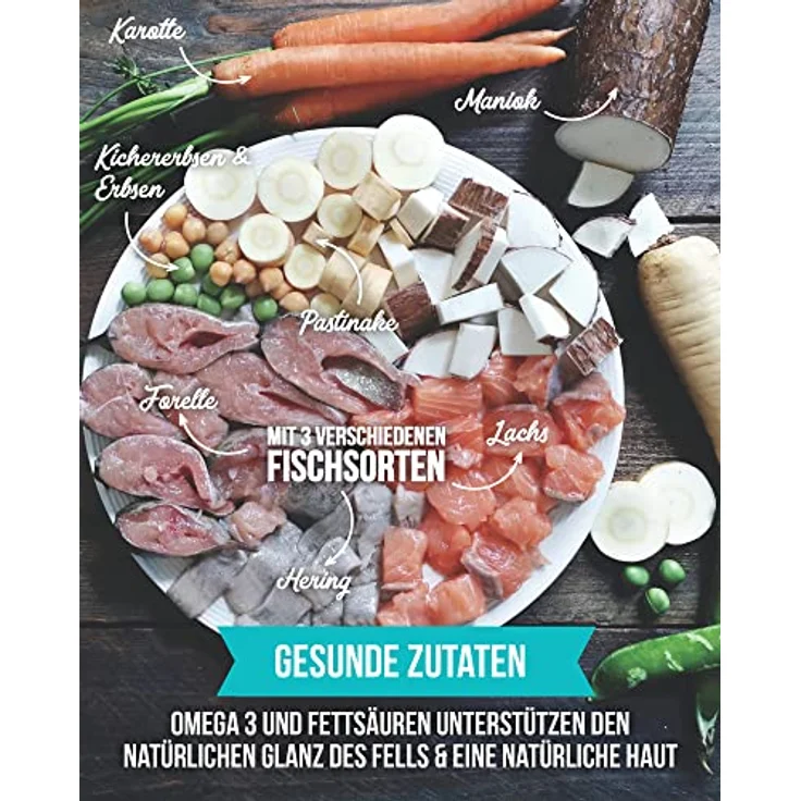 Tales & Tails Fisch Im Kopp, Halbfeuchtes Trockenfutter für Hunde, Getreidefrei, 60% Fisch, Hohe Verträglichkeit, 4x 4kg – Bild 3