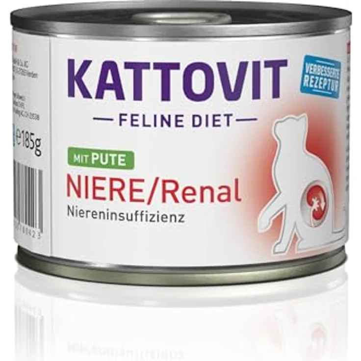 KATTOVIT Niere/Renal Nassfutter für Katzen, glutenfreies Diätfutter mit Putenstückchen, 12 x 185 g Dose – Bild 2