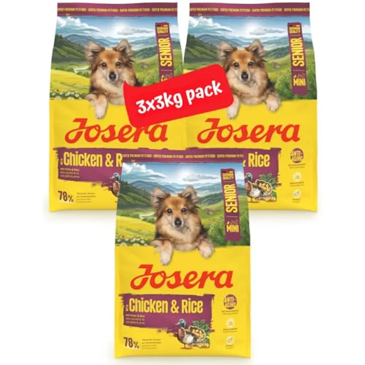 JOSERA Mini Senior Trockenfutter für ältere kleine Hunde, glutenfreie Rezeptur, 3 x 3 kg – Bild 1