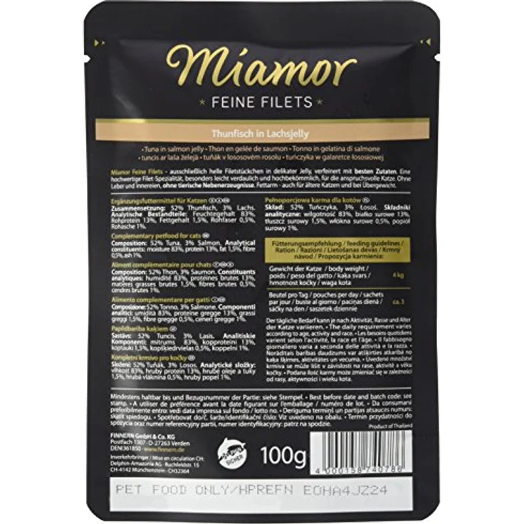 Miamor Feine Filets in Jelly Thunfisch in Lachsjelly, 24 x 100 g, leicht verdauliches Nassfutter ohne Leber und Innereien, ideal für ältere Katzen und bei Übergewicht – Bild 2