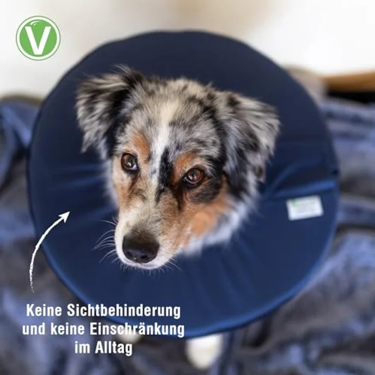 Vetlando Leckschutzkragen XS, Halskrause für Hunde & Katzen, wasserabweisend, waschbar, bequem, keine Sichtbehinderung, blau, Umfang 21-26cm, Durchmesser 26cm – Bild 4