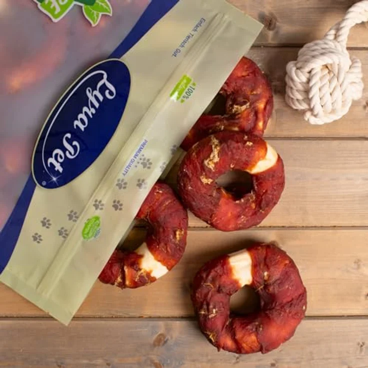 Lyra Pet Kauringe mit Entenbruststreifen, 1 kg hochwertige Kausnacks für Hunde – Bild 5