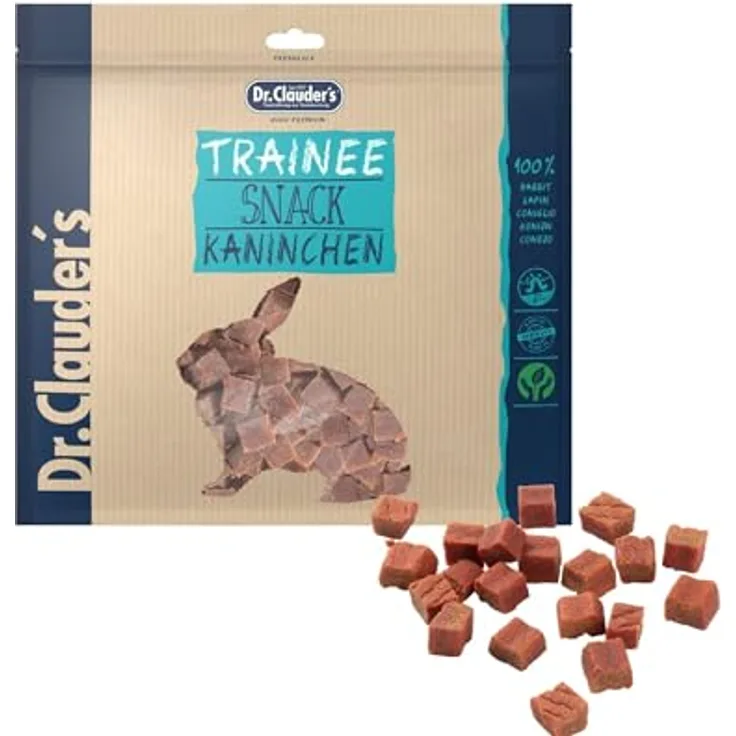 DR.CLAUDER'S Trainee Snack, leicht verdauliche Hundesnacks aus 95% Kaninchenfleisch mit Inulin, 500g Frischebeutel