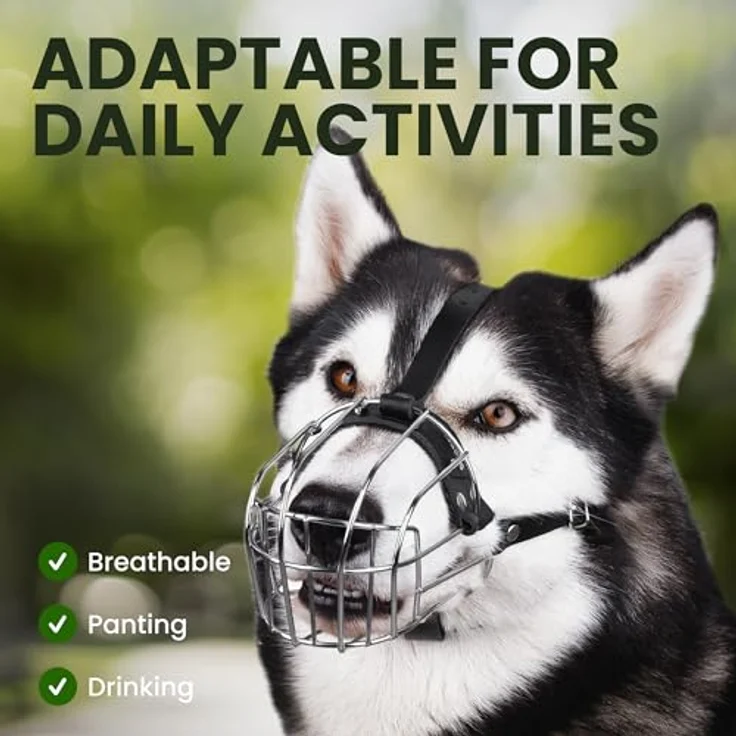 BRONZEDOG Hundemaulkorb Verstellbar, Robuster PVC/Metalldrahtkorb für Große und Sehr Große Hunde, Atmungsaktiv und Trinkfähig, Mit Lederbändern, Ergonomisches Design, Ideal für Husky und Doberman – Bild 4
