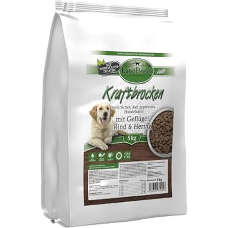 Landfleisch Dog Natur, Kaltgepresstes Hunde-Trockenfutter, Getreidefrei, 5 kg – Bild 2