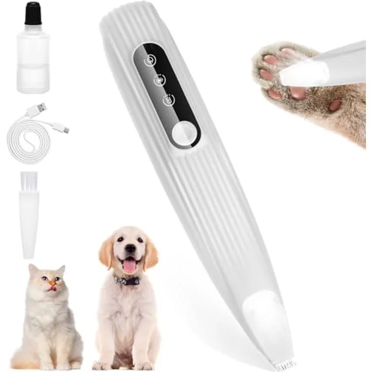Gowkeey Leise Hundeschermaschine Paw Trim Pro, pflegeleichter Pfotentrimmer mit LED-Licht, wasserdicht und USB-wiederaufladbar