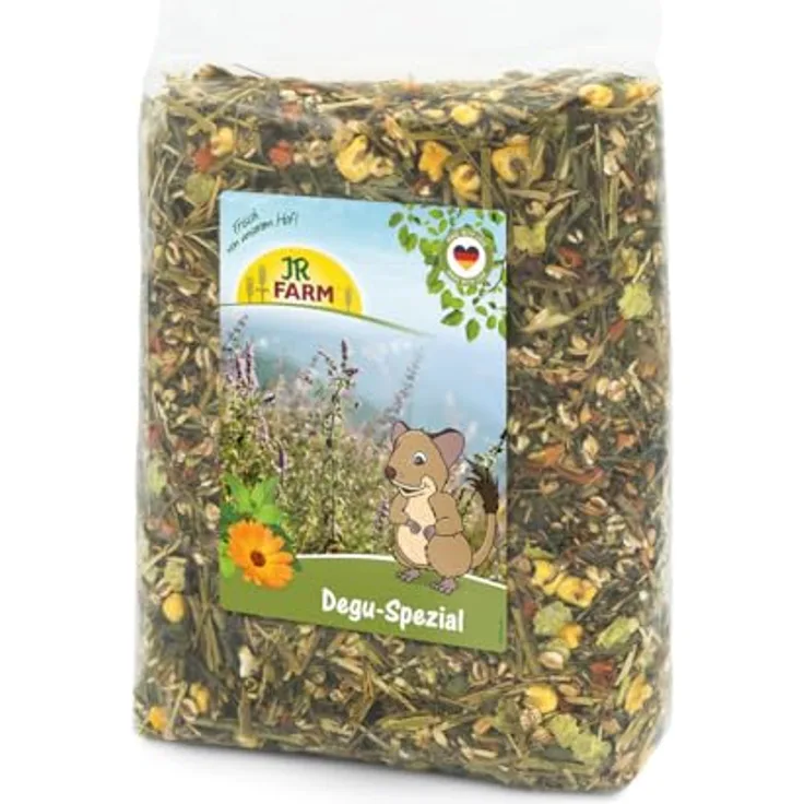 JR Farm Degu Spezial, 1,5 kg artgerechte Futter-Mischung mit Kräutern und Roter Beete, zuckerfrei, made in Germany