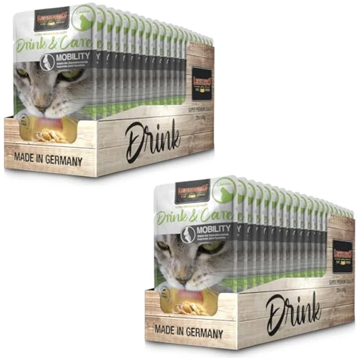 Leonardo Drink & Care Mobility Chicken, Doppelpack 2 x 20 x 40 g, Ergänzungsfutter für Katzen zur Unterstützung der Flüssigkeitsaufnahme und Gelenkfunktion – Bild 1