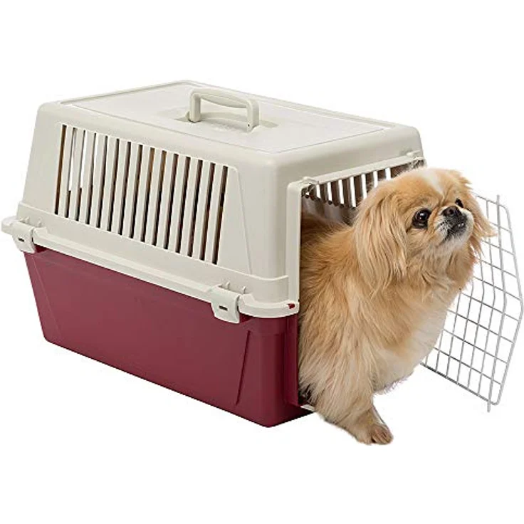Ferplast Atlas 30 EL, Katzentransportbox und Hundetransportbox bis 15 kg, Hartschalen, Eisentür, belüftet, 40x60xH 38 cm, Bordeaux – Bild 2