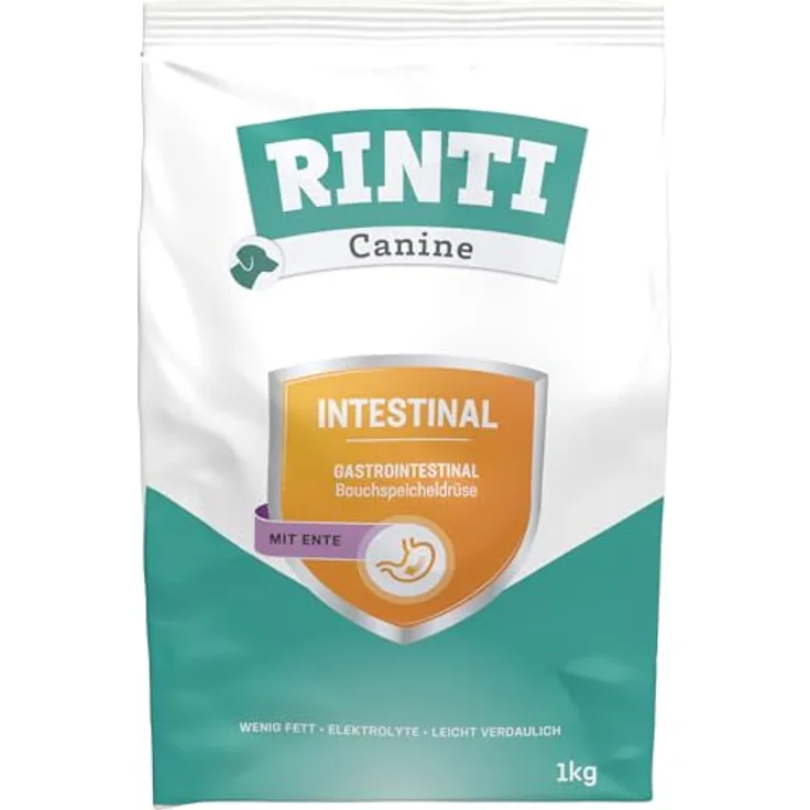 RINTI Canine Intestinal, leicht verdauliches Diät-Trockenfutter für ausgewachsene Hunde mit gastrointestinalen Problemen, erhöhten Elektrolytgehalt, 12kg, Ente