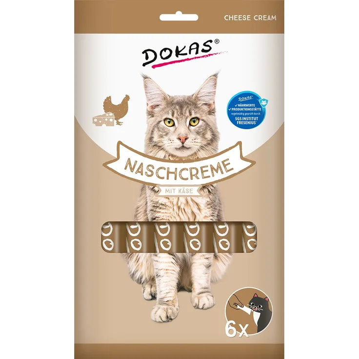 Dokas Naschcreme mit Käse, Katzensnack mit Hühnchen und Mozzarella, 90g