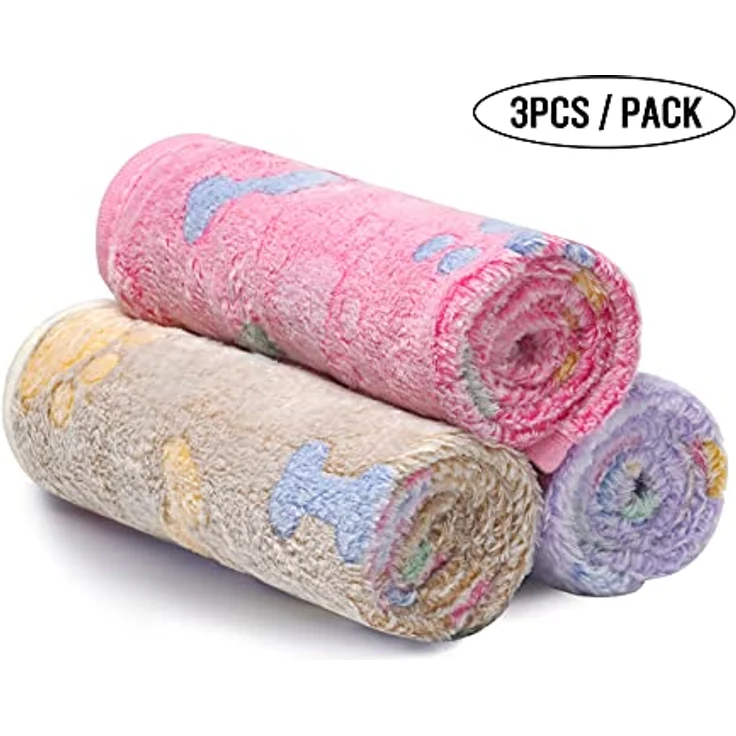 luciphia Hundedecke Katzendecke 3er Set, waschbar, flauschige Fleece-Decken für kleine und mittlere Hunde und Katzen, 104 x 76 cm, in verschiedenen Farben – Bild 5