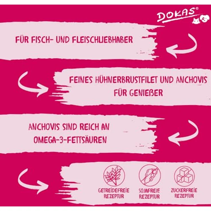 DOKAS Getreidefreier Premium Snack mit Hühnerbrust & Fisch, glutenfrei, 220 g (1er Pack) – Bild 4