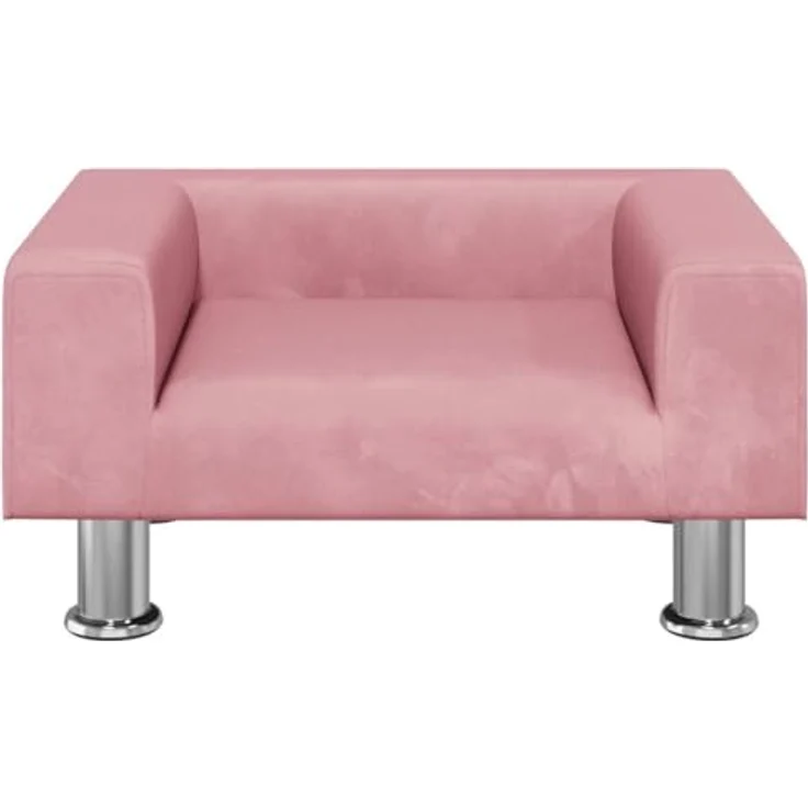 vidaXL Hundekorb Hundebett Rosa 50x40x26,5 cm Samt Körbchen Hundesofa mit massivem Kiefernholzrahmen – Bild 4