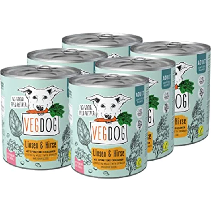 VEGDOG hypoallergenes Nassfutter für Hunde, 100% vegan, glutenfrei, ohne Soja, 6 x 800 g, Alleinfutter mit Erbsenprotein für Allergiker – Bild 1