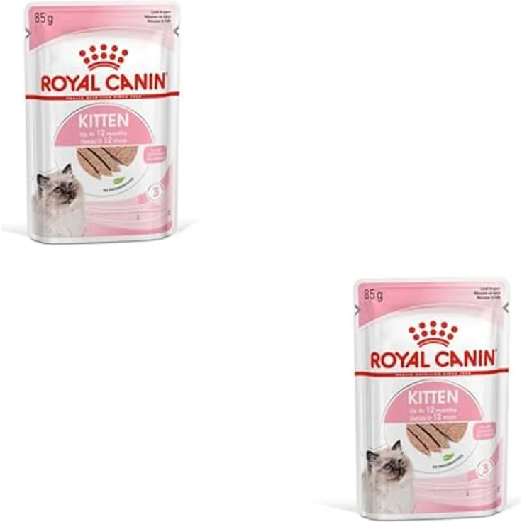 ROYAL CANIN Kitten Mousse in Soße, Nassfutter für Katzenwelpen, Doppelpack 2 x 12 x 85 g, speziell für die zweite Wachstumsphase bis 12 Monate, weiche Textur