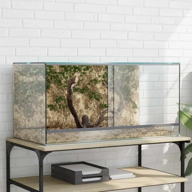 vidaXL Terrarium Transparent 80 x 40 x 40 cm, Glasterrarium mit 360-Grad-Sicht, kratzfest, für Reptilien und Amphibien – Bild 2