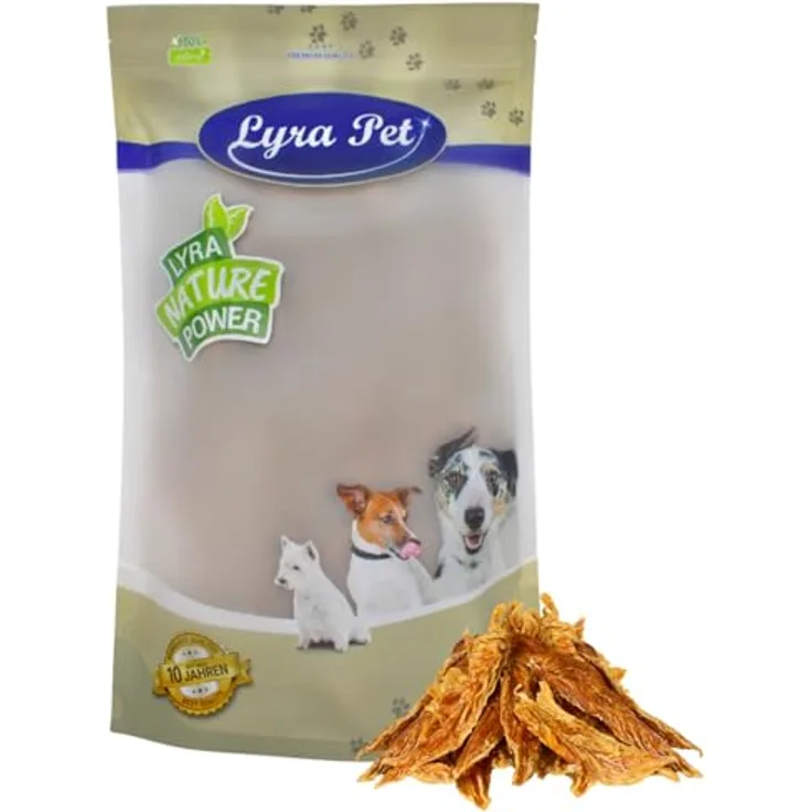 Lyra Pet® Hühnerbrustfilet naturbelassen 1 kg, fettarmer Kausnack für Hunde, proteinreich und gut verträglich, 100% Natur, getrockneter Kauartikel