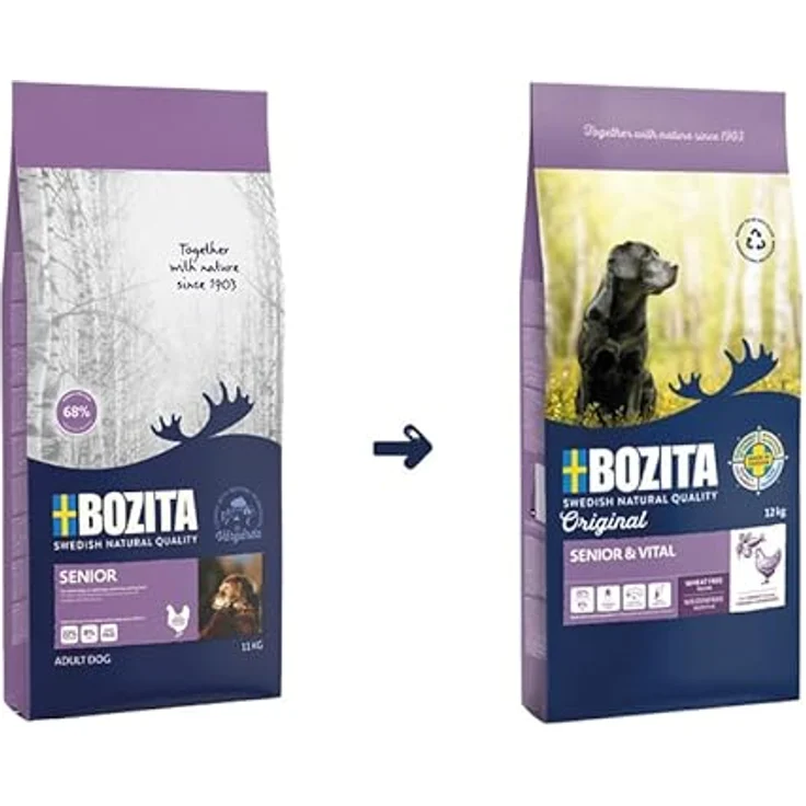 Bozita Hundefutter Original Adult Senior Huhn, 12 kg weizenfreies Trockenfutter für ältere Hunde, hochwertige Ernährung für Vitalität und Wohlbefinden – Bild 3
