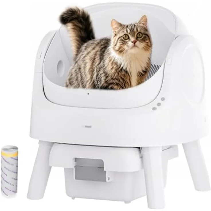 PetPivot Selbstreinigende Katzentoilette, Offenes Design mit 7,9L Streubehälter, Automatischer und Manuellem Modus, Ideal für Große Katzen und Mehrkatzenhaushalte
