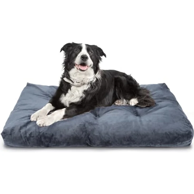 Nobleza Hundekissen für große Hunde, Waschbares Plüsch Hundebett mit rutschfester Unterseite, Flauschige Hundematte Dunkelgrau, 95x60cm – Bild 1