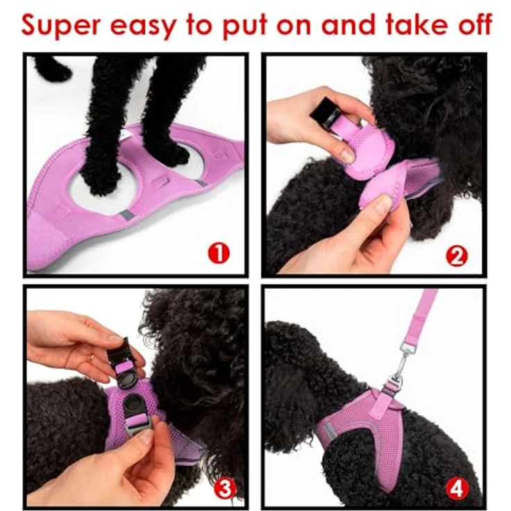 Tailpetz Air-Mesh Brustgeschirr für kleine und mittelgroße Katzen und Hunde – Weich, Atmungsaktiv, Strapazierfähig, Lila, XS (Brustumfang 35,5–40,5 cm) – Bild 3