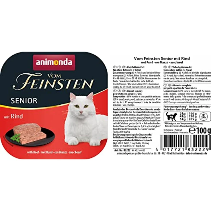 animonda vom Feinsten Senior Katzenfutter nass mit Rind, 32x100g, ohne Getreide und Zucker, mit frischen, fleischigen Zutaten für Katzen ab 7 Jahren – Bild 2