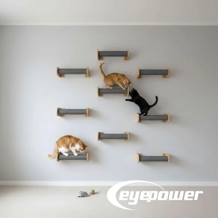 Eyepower Luna, 66 cm Wandkratzbaum für Katzen mit flexiblem Kratzstamm und stabile Wandmontage, Sisal umwickelt, aus echtem Bambus – Bild 9