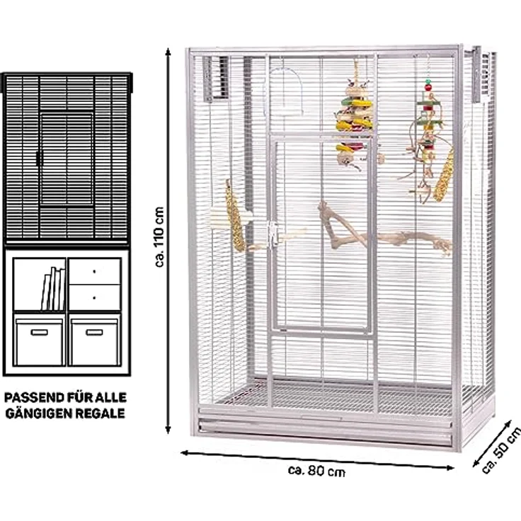 Montana Cages New Melbourne I Premium Vogelvoliere, Vogelkäfig für Sittiche und kleine Papageien, AVILON Pulverbeschichtet, Platinum Edition, ca. 80 x 50 x 110 cm – Bild 2