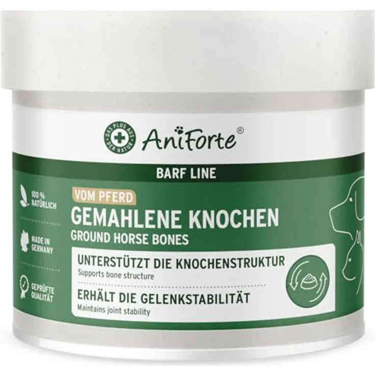 AniForte BARF-Line Gemahlene Knochen vom Pferd, 500 g, hochwertige Calciumquelle für Hunde und Katzen, zur Unterstützung der artgerechten Ernährung