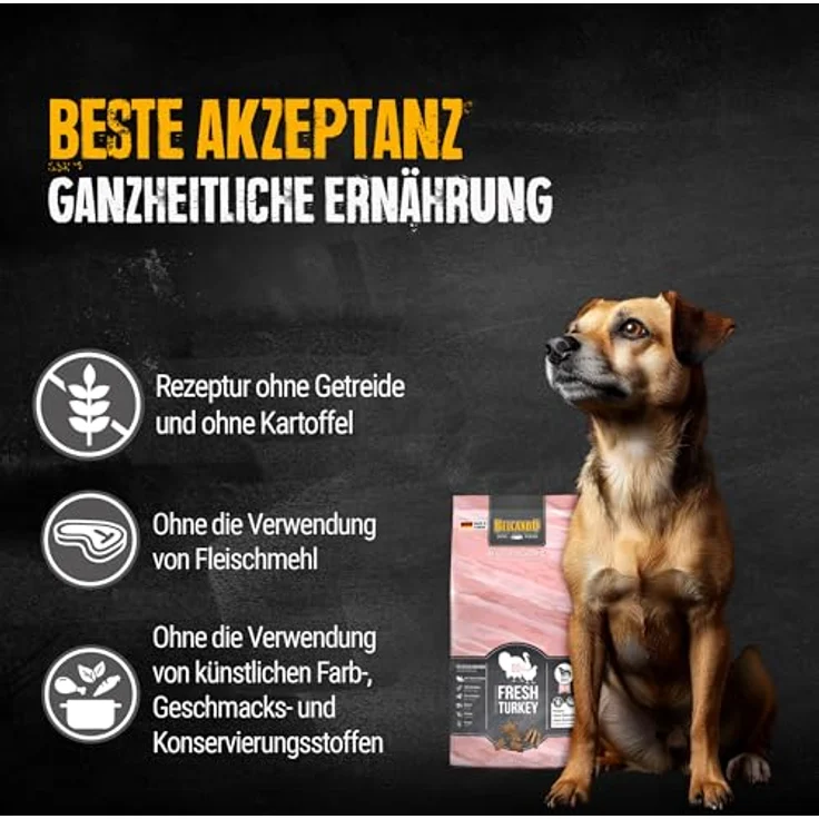 BELCANDO MASTERCRAFT Hundefutter trocken Fresh Turkey, 2,2kg, 80% frisches Truthahnfleisch, getreidefrei, für alle Rassen, Made in Germany – Bild 5