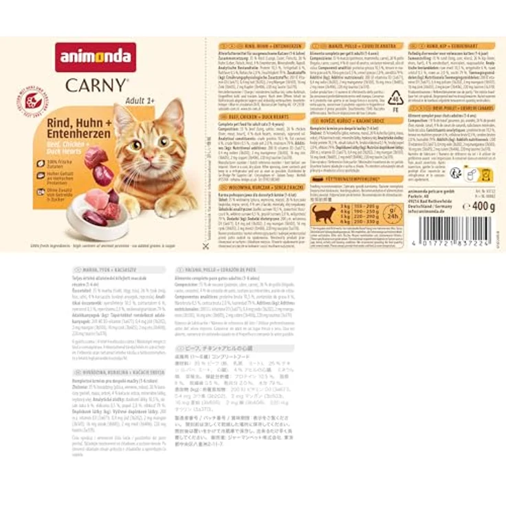 Animonda Carny Nassfutter Katze Adult, Mixpaket Fleischauswahl 12x400 g, ohne Zucker und Konservierungsstoffe, für Katzen von 1-6 Jahren – Bild 8