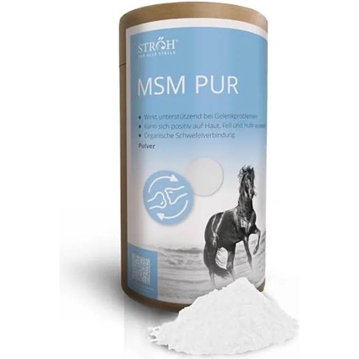 STRÖH MSM Pur Pferd 1,4 kg, Methylsulfonylmethan Pulver zur Unterstützung von Gelenken, Haut, Fell & Hufen