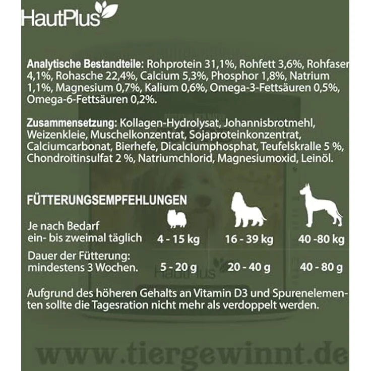 TJURE Haut Plus 500 g, Pulver mit Omega 3 & Bierhefe für Hunde, zur Unterstützung von Haut & Fell, mit Mineralstoffen & pflanzlichen Inhaltsstoffen – Bild 5