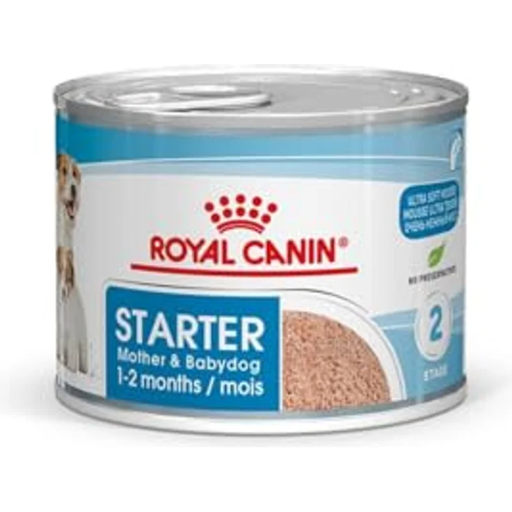 Royal Canin Starter Mousse Mother & Babydog, 12 x 195 g, Ultra Soft Mousse Feuchtnahrung für Hündinnen in der Trächtigkeit und Säugezeit – Bild 1