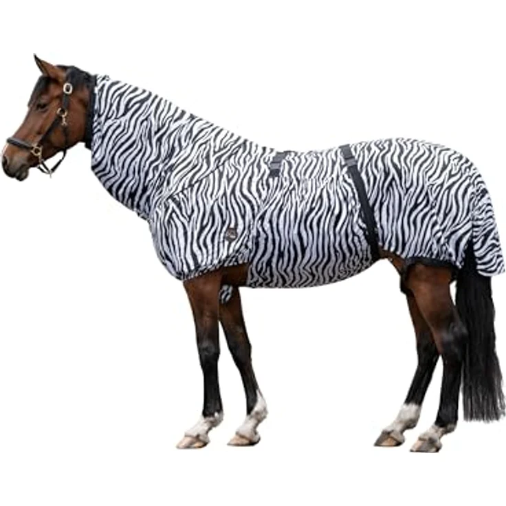 HKM 7238 Ekzemerdecke Zebra, Insektendecke mit Bauchlatz und Halsteil, für optimalen Rundumschutz, 155 cm – Bild 1