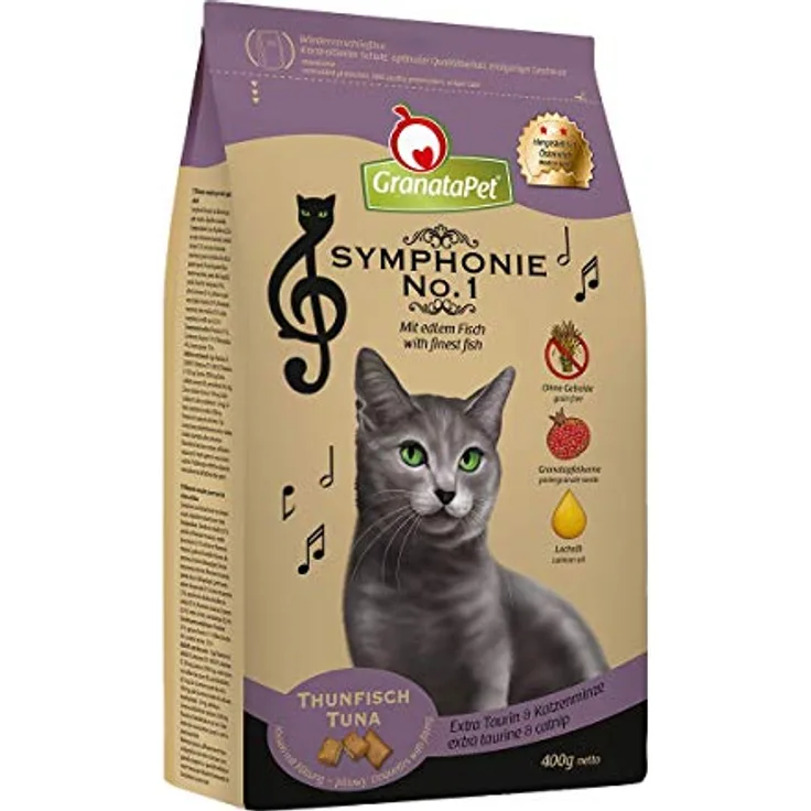 GranataPet Symphonie No.1, Trockenfutter für Katzen mit Thunfisch und Granatapfelkernen, 300g