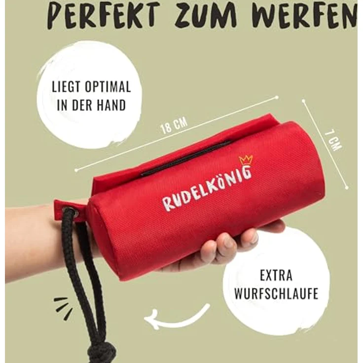 Rudelkönig Futterbeutel für Hunde, Apportierdummy für Hundetraining, robust mit Klett- und Reißverschluss, geeignet für Nass- und Trockenfutter – Bild 3