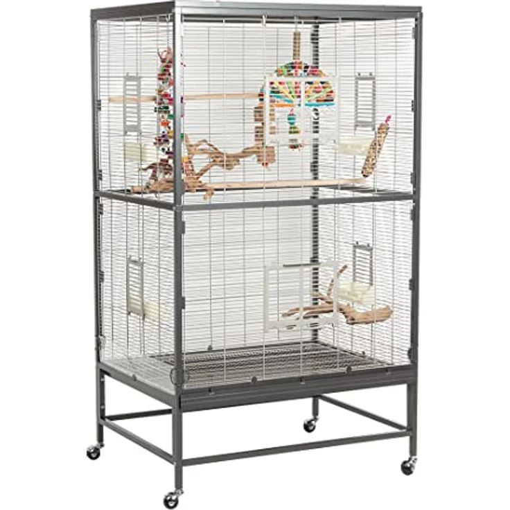 Montana Cages Casa 90, Zimmervoliere mit Antik/Platinum Finish, 91 x 71 x 160 cm, ungiftige AVILON(R)-Pulverbeschichtung, inklusive Plexiglasscheiben und Anflugklappen – Bild 1